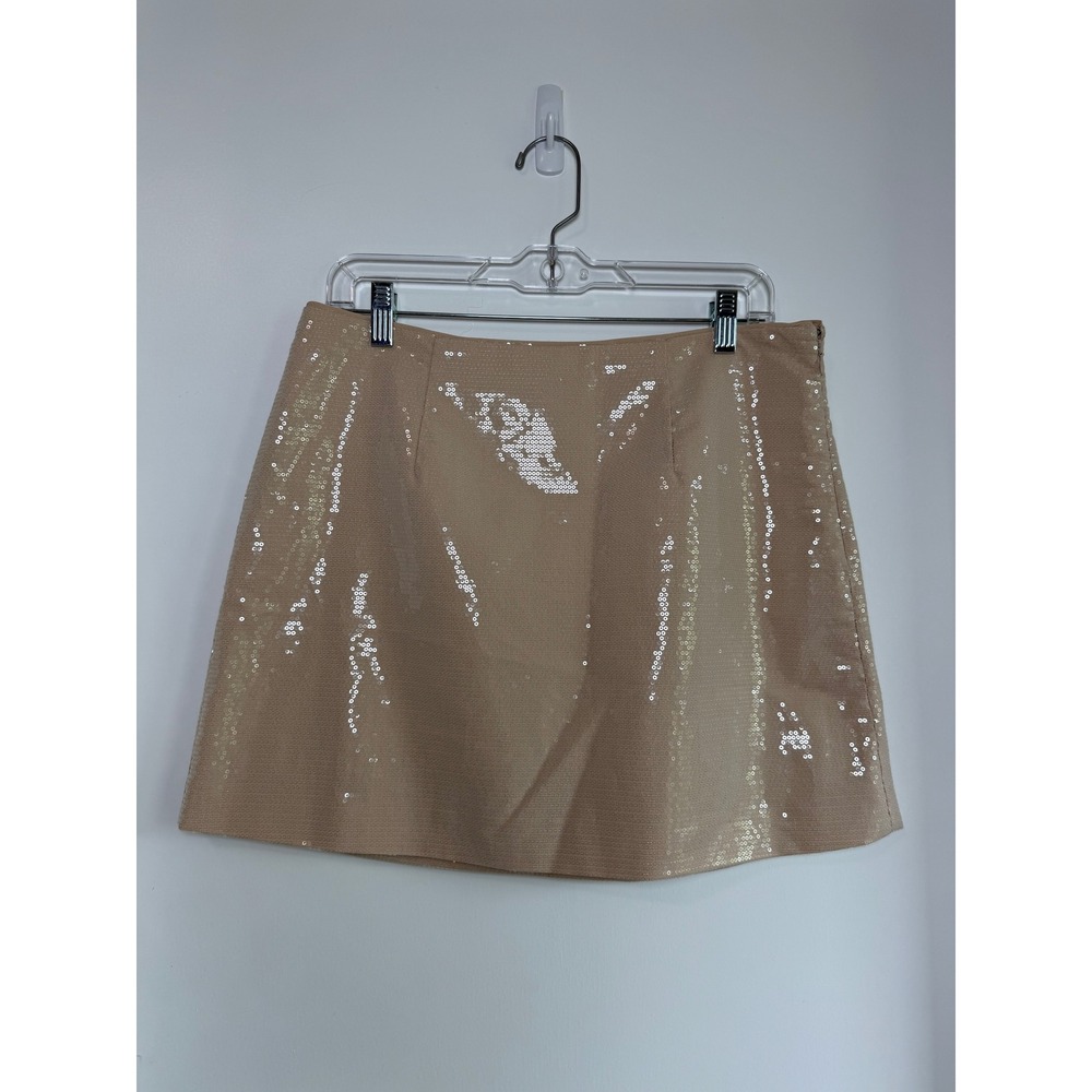 A New Day Tan Sequin Mini Skirt Womens 10 NWT Neutral‎ Party Holiday Shimmer